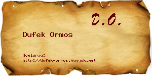 Dufek Ormos névjegykártya